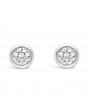 Round Rub-Over Set Solitaire Diamond Earrings, Set in 18ct White Gold. Tdw 0.25ct